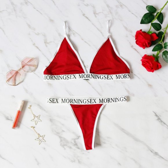 Morning Sex Bra & Panties Set Red - Picture 2 of 9